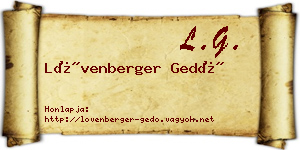 Lövenberger Gedő névjegykártya